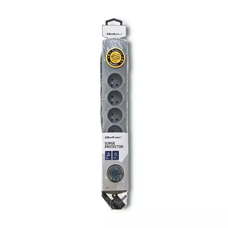 Įtampos apsaugos ilgintuvas Qoltec 50166 Pilka 6 kištukinių lizdų 230V 3m