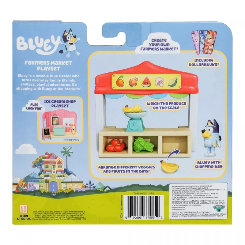 Mini Bluey maisto prekių parduotuvėlės figūrėlių rinkinys TMTOYS BLU17555 – mažos figūrėlės vaidmenų žaidimams