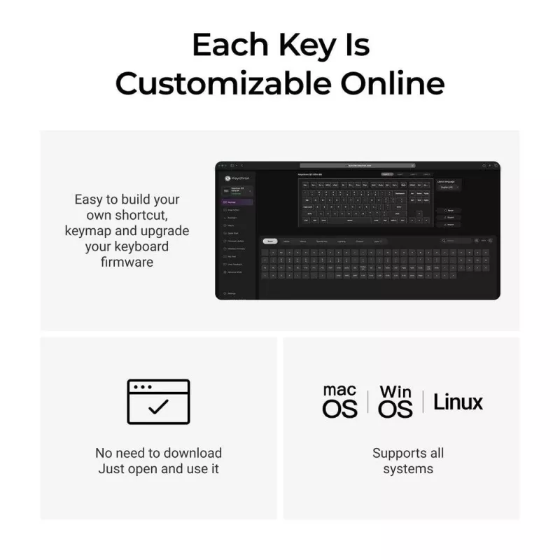Mechaninė klaviatūra Keychron Q3 Ultra 8K — 80 % QWERTY, laidinis ir belaidis, RGB, juoda