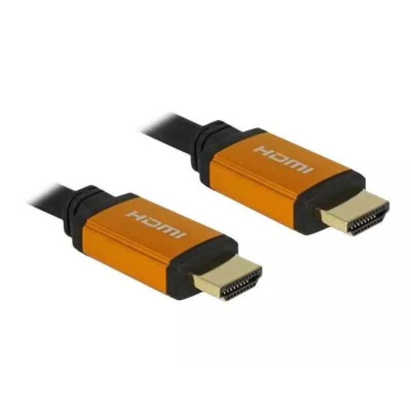 HDMI kabelis DeLOCK 85727 1 m, A tipo vyras–vyras, juodas su auksu