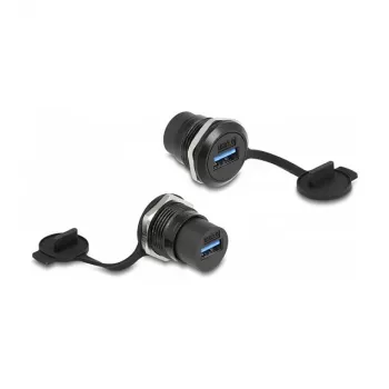 Keystone modulis DELOCK 86966 — USB 3.2 Gen 1 Type-A į Type-A, juodas, 32,5×23,5 mm