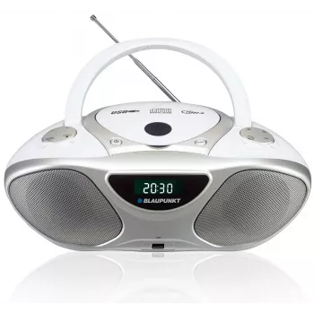CD grotuvas BLAUPUNKT BB14WH – CD, MP3, USB, FM radijas, LCD, 2×1 W garsiakalbiai, sidabrinis/baltas