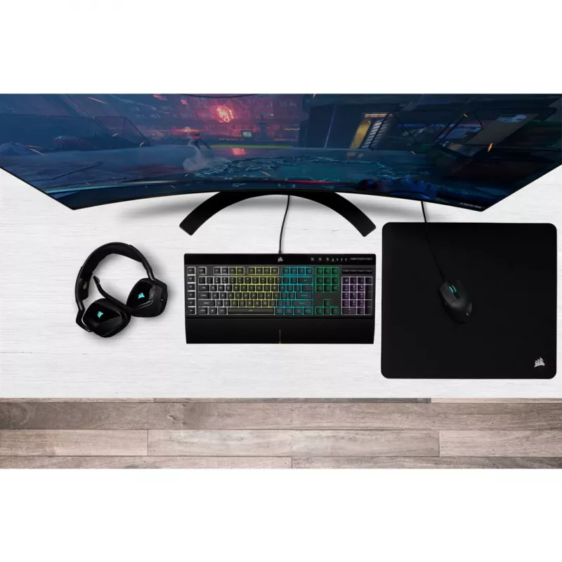 Corsair K55 RGB PRO klaviatūra žaidimams USB QWERTZ vokiška juoda
