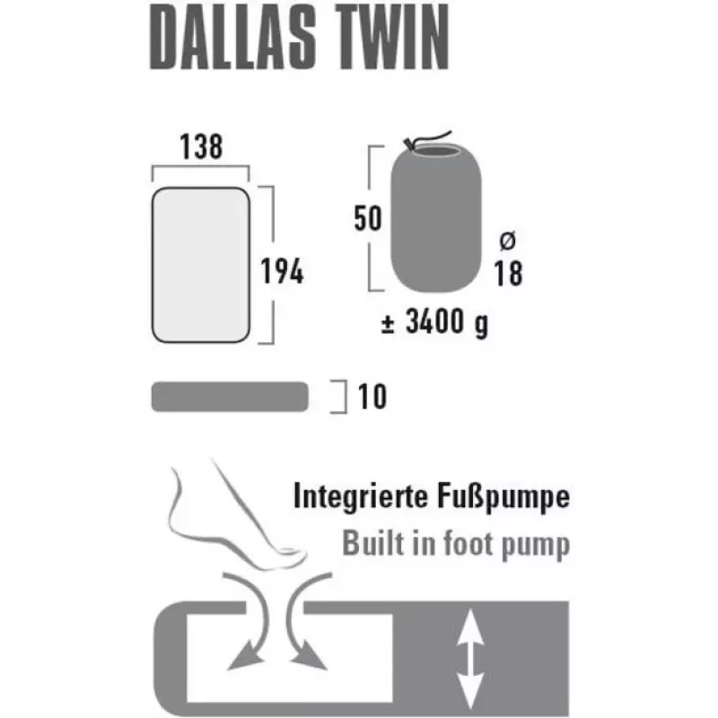 Čiužinys stovyklavimui Dallas Twin 41033 (citronella)