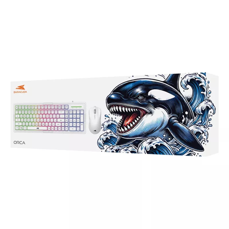 Klaviatūros ir pelės rinkinys Baracuda BGC-012 Orca White – baltas klaviatūros ir pelės komplektas