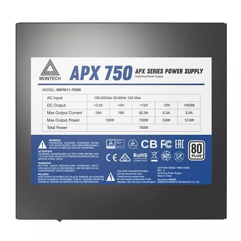 Montech APX750 maitinimo blokas 750 W 20+4 pin ATX ATX juodas