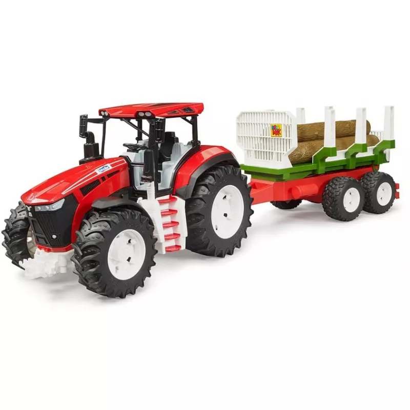 BRUDER Traktorius su priekaba medžiams BR-03453 – mechaninis žaislas, suderinamas su Bruder figūrėlėmis