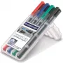 Permanentinis markeris Staedtler Lumocolor 348 dvigubu antgaliu (plonas/storas) – 4 spalvų rinkinys