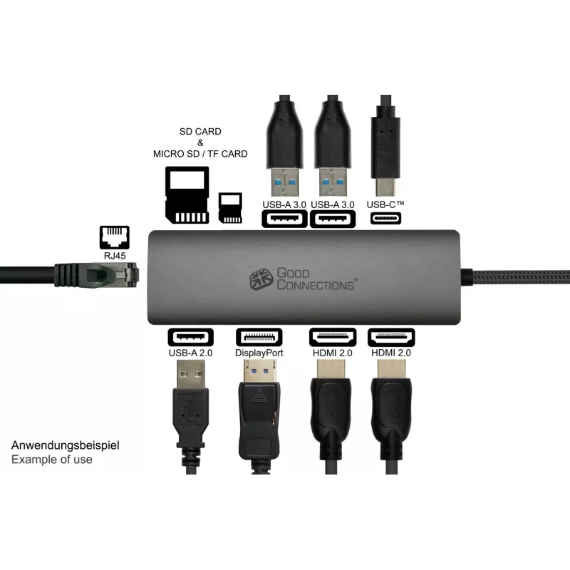 Alcasa HUB-C001A USB Type-C stotelė 5000 Mbit/s antracitinė