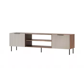 TV spintelė Cama ALMERA 180.5×42×52.5 cm riešutas/kreminė – medžio drožlių plokštės viršus, riešutinės spalvos rėmas