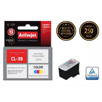 Activejet AC-38R rašalo kasetė (Canon CL-38 pakaitalas; Premium; 12 ml; spalvota)