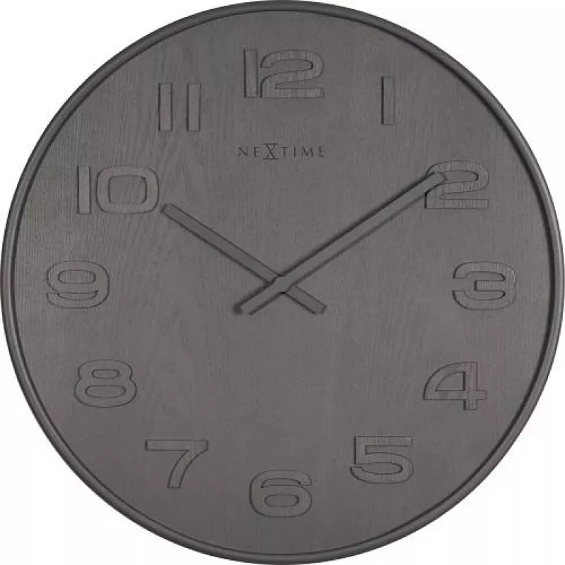 NeXtime klok 3095gs Wood Wood Big, Ø52,8 cm, sieninis, pilkas