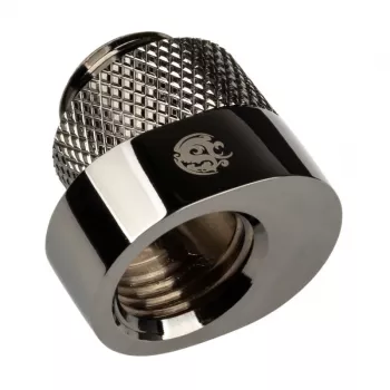 Adapteris BitsPower X-Cross G1/4 colio išorinis į G1/4 colio vidinį, 5 mm poslinkis, blizgus juodas