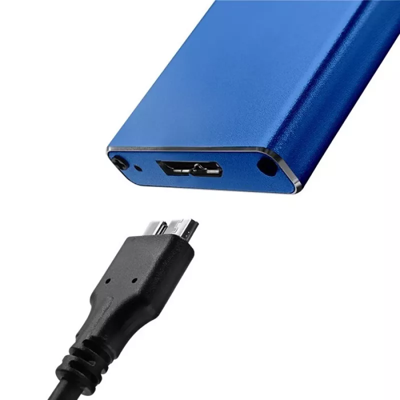 Išorinis SSD korpusas QOLTEC 51832 – M.2 SATA, USB 3.0, iki 2TB, mėlynas, 4 lizdai