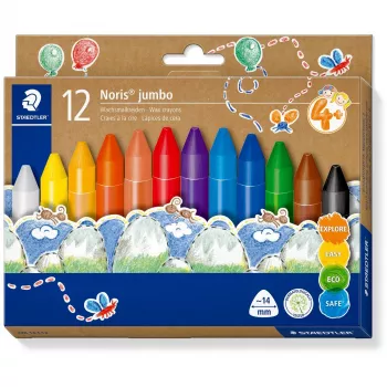 Vaškinės kreidelės Staedtler Noris Jumbo – 12 spalvų, netoksiškos, storos