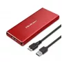 QOLTEC 51831 išorinis SSD dėklas M.2 SATA diskams, USB 3.0, raudonas, iki 2 TB, 30 mm, 4 diskai