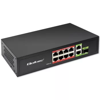 Ethernet Switch QOLTEC 52297 PoE RJ45 su PoE Uplink ir SFP prievadu