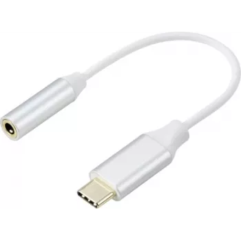 Renkforce RF-6056890 USB-C® / Jack adapteris [1x USB-C® - 1x Audio, stereo (3,5 mm lizdas)] Baltas aliuminio kištukas 0,1 m