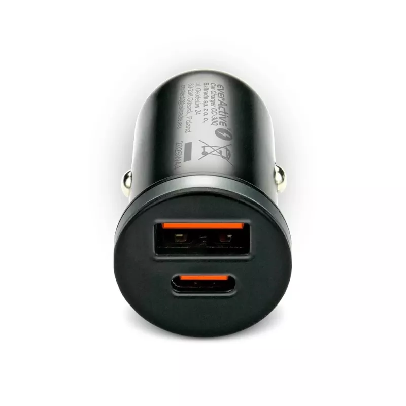 Automobilinis įkroviklis everActive CC-30Q QC3.0 35W — 1x USB-A, 1x USB-C, greitas įkrovimas