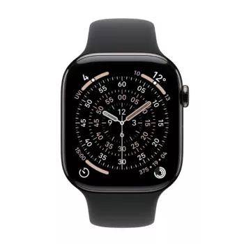 Išmanusis laikrodis Apple Watch Series 11 GPS + Cellular 42mm Slate Titanium korpusas, juodas Sport dirželis S/M