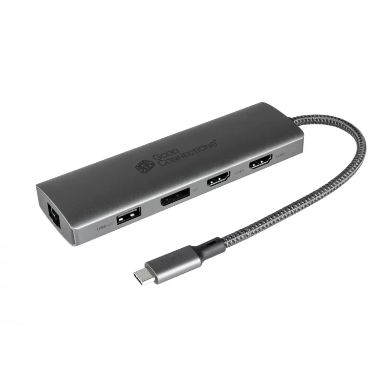 Alcasa HUB-C001A USB Type-C stotelė 5000 Mbit/s antracitinė
