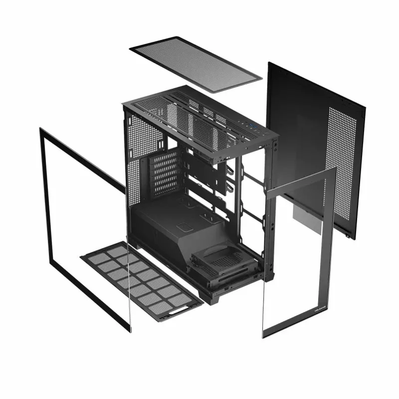 PC korpusas MODECOM Volcano Stellar NF ATX midi bokštas, grūdintas stiklas, juodas, tinka ATX/micro ATX, GPU iki 420mm, CPU aušintuvas 175mm