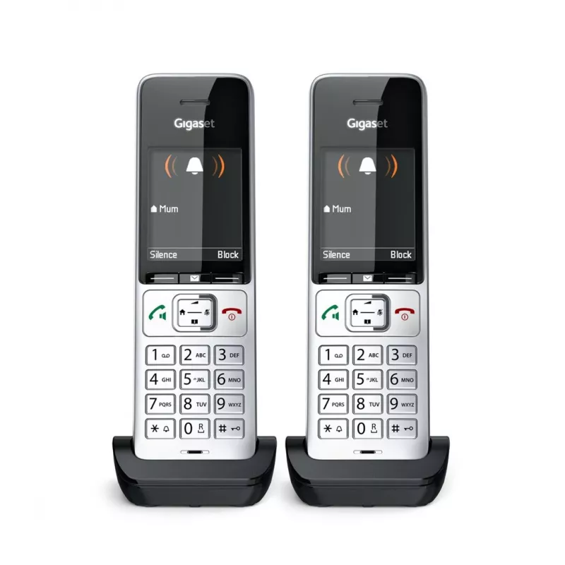 Gigaset COMFORT 500HX duo analoginis/DECT belaidis telefonas su skambučio numerio rodymu, juodas/sidabrinis