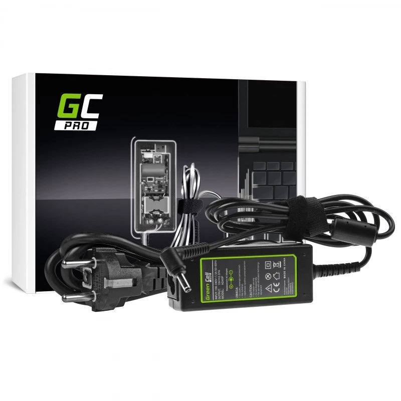 Maitinimo adapteris Green Cell AD40P 45W nešiojamiesiems kompiuteriams, 19V 2,37A, AC-DC, 100–240V įėjimas, juodas