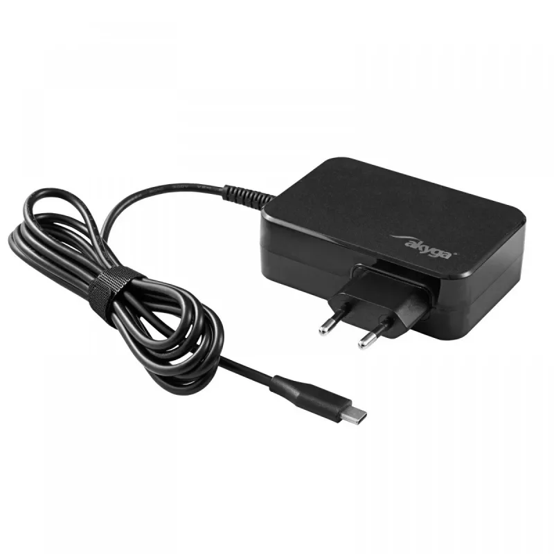 Akyga AK-ND-82 USB-C GaN nešiojamojo kompiuterio maitinimo adapteris 90 W, PD 3.0, 5–20 V, 1,8 m laidas, juodas