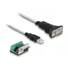 DeLOCK 63465 Serijinis kabelis USB-A į DB-9, 1,8 m, juodas/skaidrus