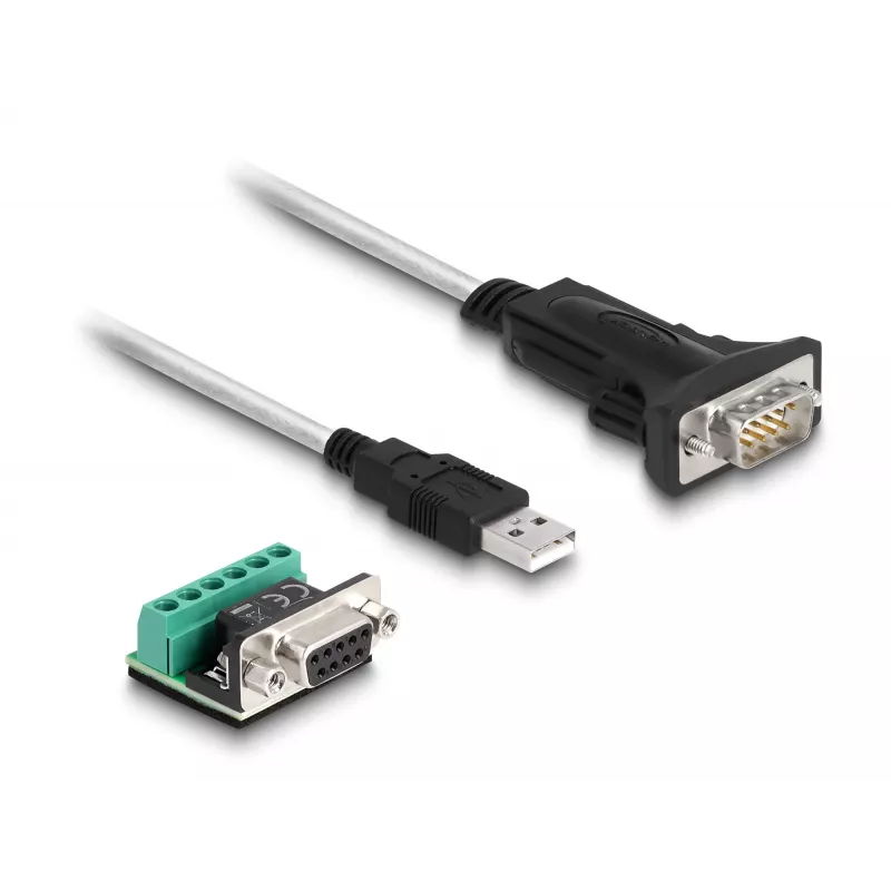 DeLOCK 63465 Serijinis kabelis USB-A į DB-9, 1,8 m, juodas/skaidrus