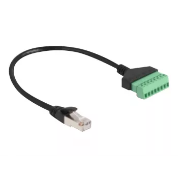 DeLOCK RJ45 kabelis Cat.6 kištukas į gnybtų bloką 30 cm juodas žalias