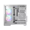 PC korpusas MODECOM Volcano Panorama Midi Tower baltas – micro ATX, grūdintas stiklas, ARGB, USB-C, palaiko GPU iki 400 mm