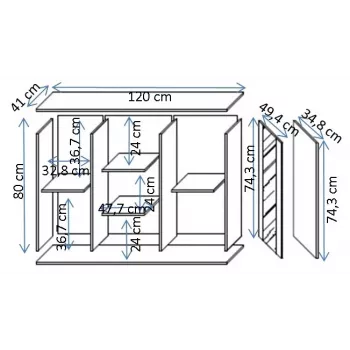 Komoda Cama Meble SOHO 120×41×80 cm – kashmyro priekiai, juodas karkasas