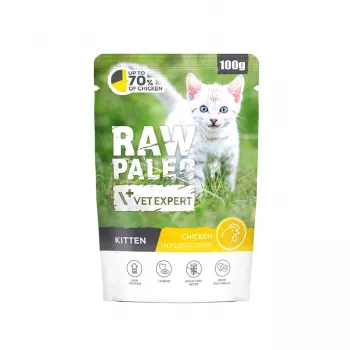 Šlapias žalias ėdalas kačiukams VETEXPERT Raw Paleo Kitten Chicken 100 g