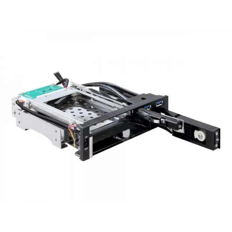 DeLOCK 5,25 colio mobilus diskų dėklas, skirtas 1 x 2,5 colio + 1 x 3,5 colio SATA HDD, su 2 x USB 3.0 prievadais (47209)