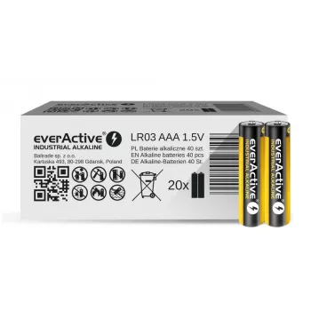 Šarminė vienkartinė baterija everActive EVLR03S2IK AAA 1,5V, 40 vnt., 5 metų galiojimo laikas