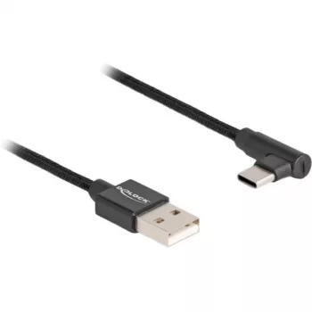 DeLOCK USB 2.0 kabelis, USB-A (vyriškas) į USB-C (vyriškas, kampuotas), 3 m, juodas