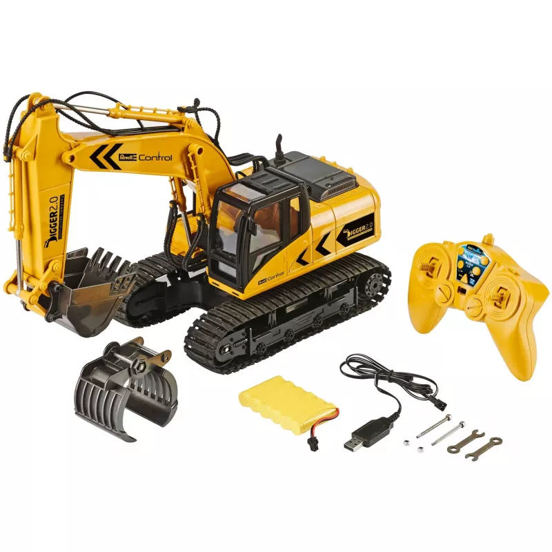 Revell Digger 2.0 – Ekskavatorius – Elektrinis variklis – 1:16 – Paruoštas važiuoti (RTR) – Juodas – Geltonas – Digger 2.0 (24924)
