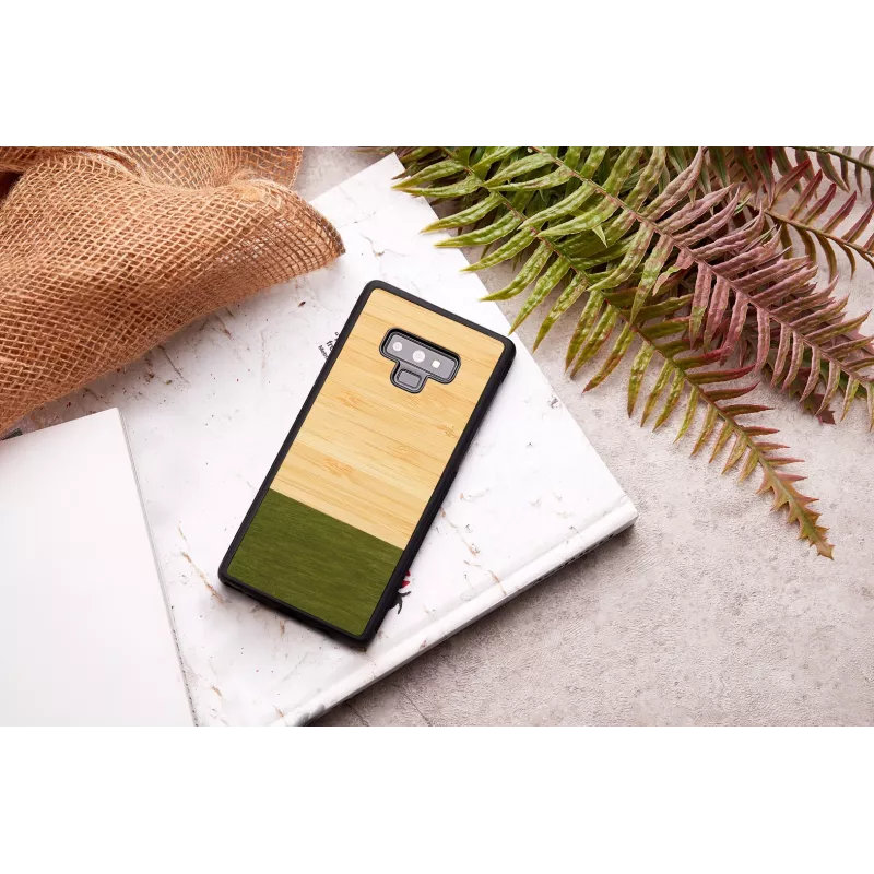 Apsauginis dėklas Samsung Galaxy Note 9 iš medžio ir polikarbonato – bambuko miško juoda