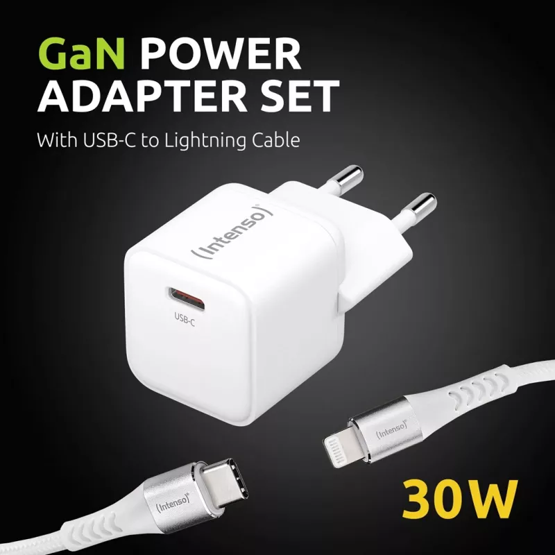 Intenso 7803052 universalus greitasis USB-C PD įkroviklis su 1,5 m USB-C–Lightning laidu