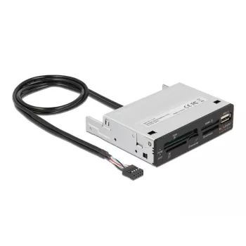 DeLOCK 91708 kortelių skaitytuvas USB 2.0 vidinis juodas pilkas CF SD MicroSD