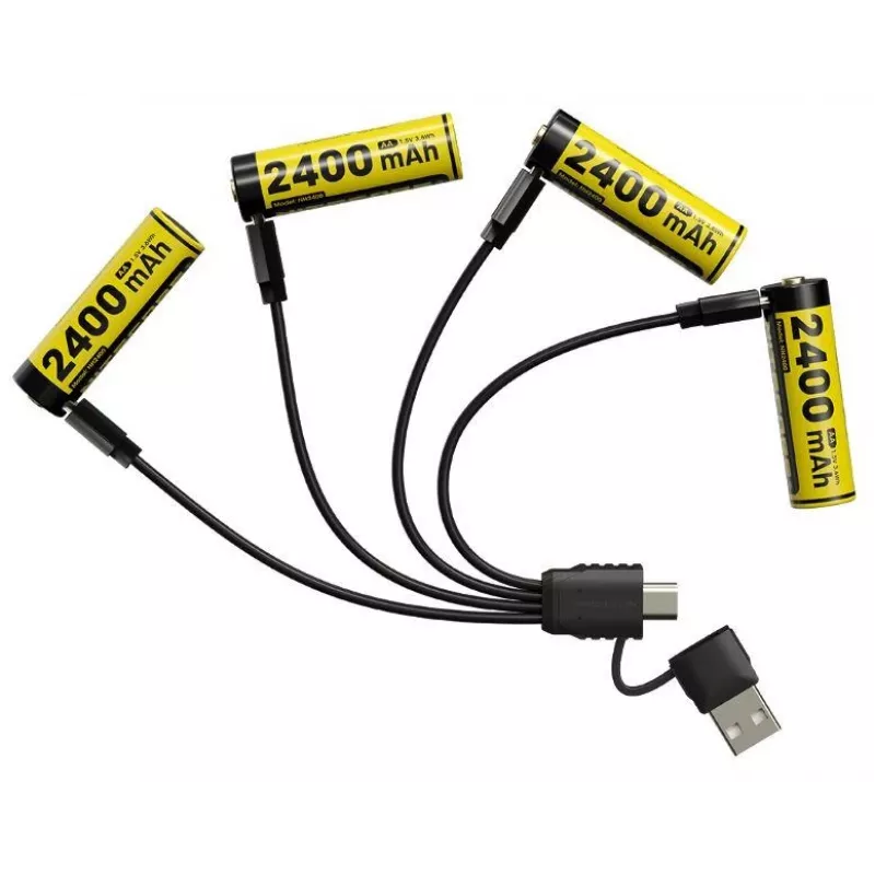Įkraunamas ličio jonų AA 1,5V akumuliatorių rinkinys Nitecore NH2400 2400mAh – 4 vnt.