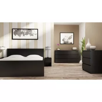Komoda top e shop M3 CZERŃ – 3 stalčiai, medžio drožlių plokštė, 700×400×770 mm, juoda