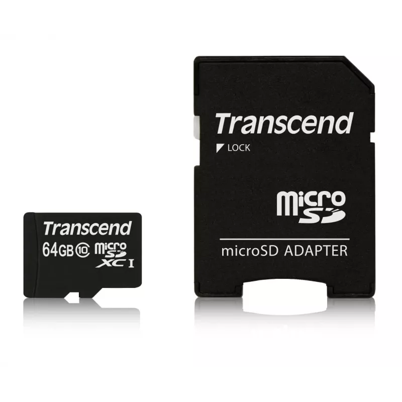 Flash atminties kortelė Transcend 64GB MicroSDXC Class 10 su adapteriu