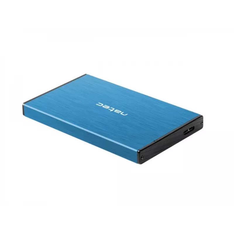 Išorinis dėklas HDD/SSD NATEC Rhino GO 2,5 colio — USB 3.0, SATA III, iki 4 TB, 9,5 mm, aliuminis, mėlynas