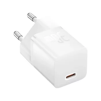 Baseus P10110902213-01 USB-C GaN5 mini 30W tinklo įkroviklis baltas