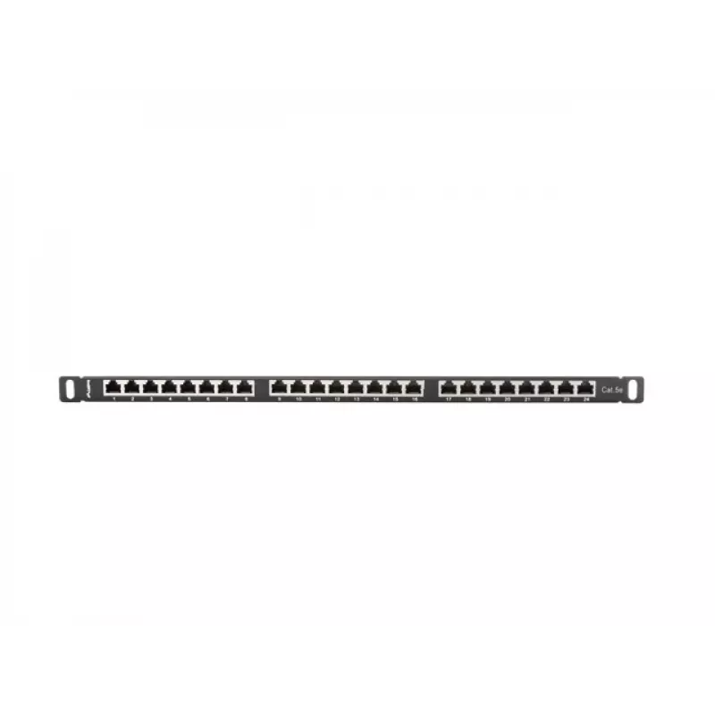 Paskirstymo panelė LANBERG PPS5-0024-B 24 prievadų CAT5e, metalinė, 0,5U, 445×99×22,3 mm, juoda