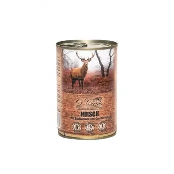 Šlapias šunų ėdalas O'Canis Deer with Buckwheat 400 g – visavertė suaugusių šunų mityba su elniena ir grikiais