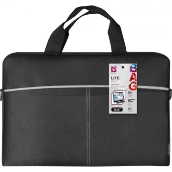 Dėklas nešiojamam kompiuteriui DEFENDER Lite 39,6 cm (15,6 colio) juodai pilkas, poliesteris, užtrauktukas, rankena, nuimamas peties diržas